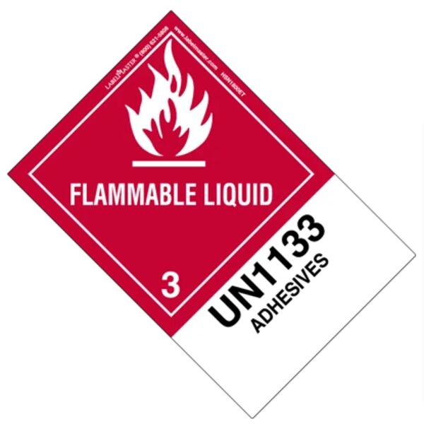 FLAMMABLE LIQUID LABEL, UN1133 ADHESIVES, PAPER, EXTENDED TAB Thumbnail