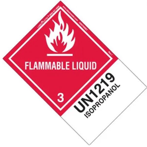 FLAMMABLE LIQUID LABEL, UN1219 ISOPROPANOL, PAPER, EXTENDED TAB Thumbnail