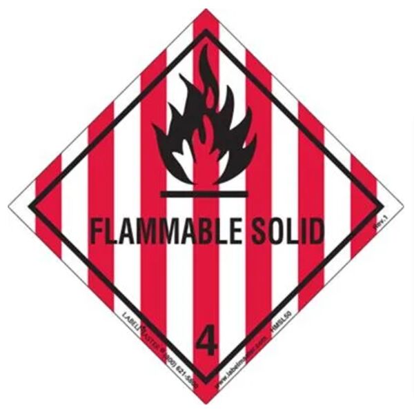 Flammable Solid Label, Worded, Paper, Roll of 100  Thumbnail
