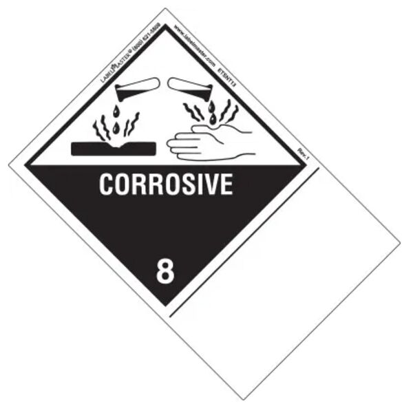 Corrosive Label, Blank, Shipping Name, PVCF, Extended Tab  Thumbnail