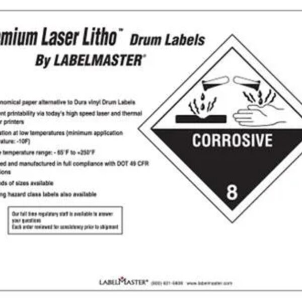 Laser Imprintable Paper Drum Label, 8 3/8" x 10 7/8" 1-Color  Thumbnail