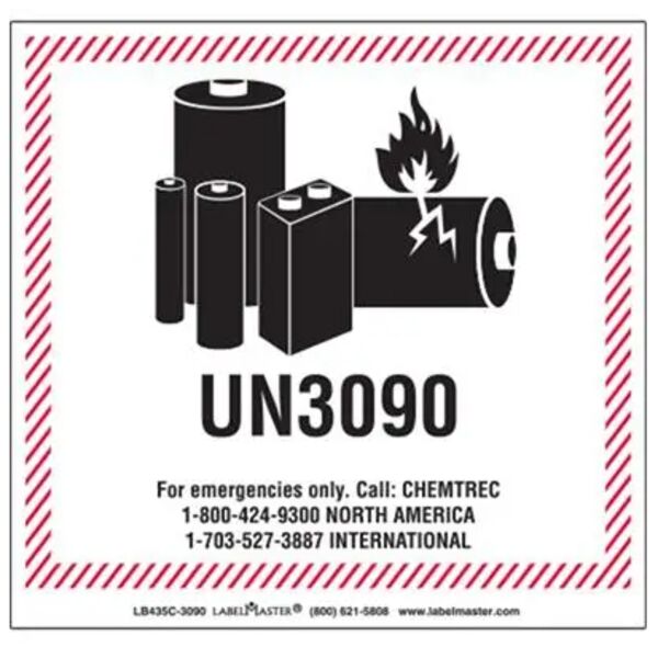 CHEMTREC UN3490 Lithium Battery Handling Marking, 120mm x 110mm, PVC-FREE FILM Thumbnail