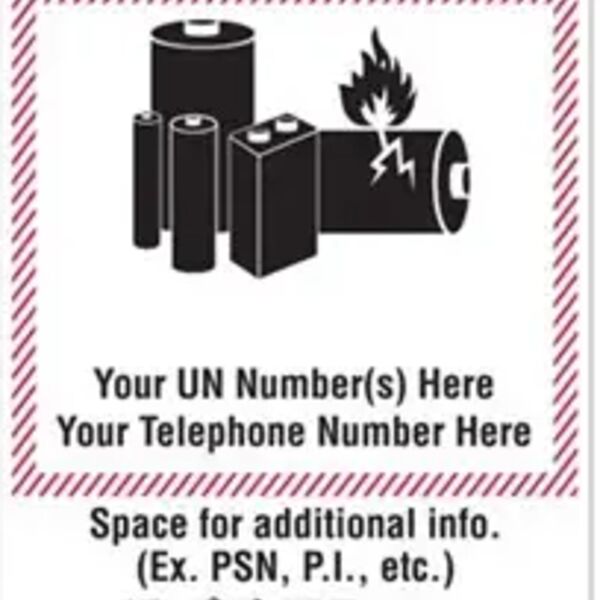 LITHIUM BATTERY HANDLING MARKING W/ TAB, 126MM X 140MM, PAPER, STANDARD Thumbnail