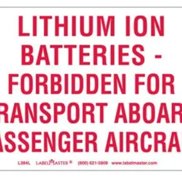 DOT LITHIUM ION BATTERY MARKING, PAPER, 6" X 4" Thumbnail