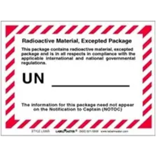 Radioactive Material Excepted Package, Personalized Label Thumbnail