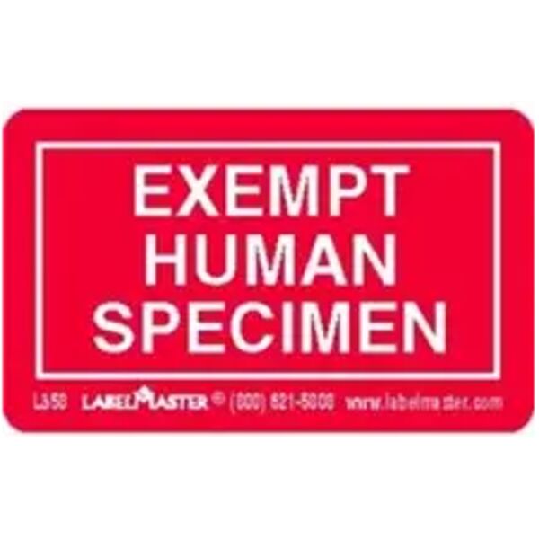 Exempt Specimen Label, Human Thumbnail