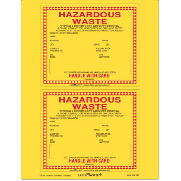 Standard Waste Label, Laser Paper, 6" x 6", 25 Sheets per Pack Thumbnail