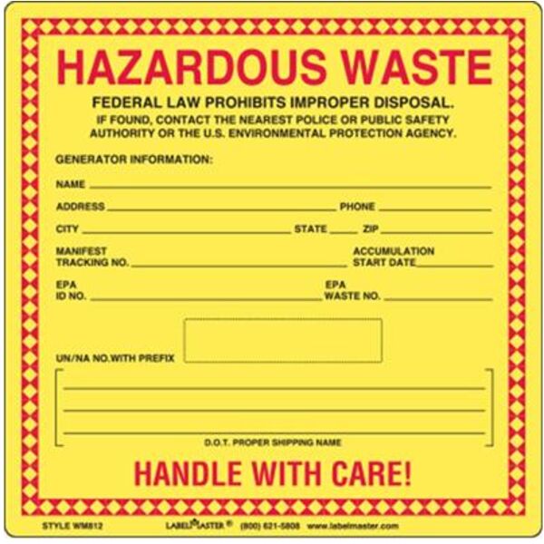 Standard Waste Label for 12mm UN/NA, PVC-Free Film, 6" x 6", Roll of 100 Thumbnail