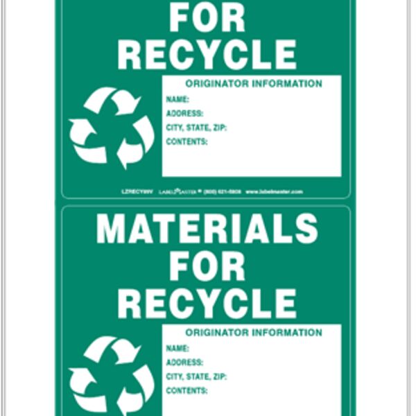 Materials for Recycle Label, Blank, Laser Imprintable Vinyl Thumbnail