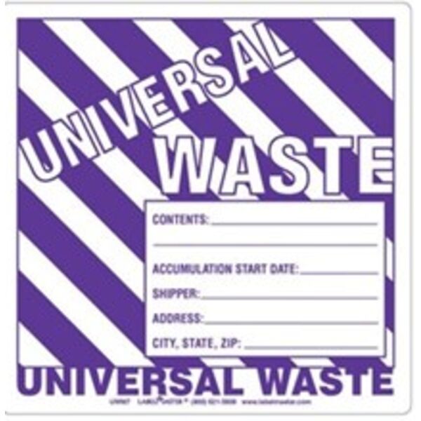 Universal Waste Label w/Generator Info, Thermal PVC-Free Film Thumbnail