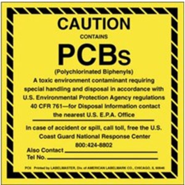 Caution Contains PCBs Label, 6" x 6" Thumbnail