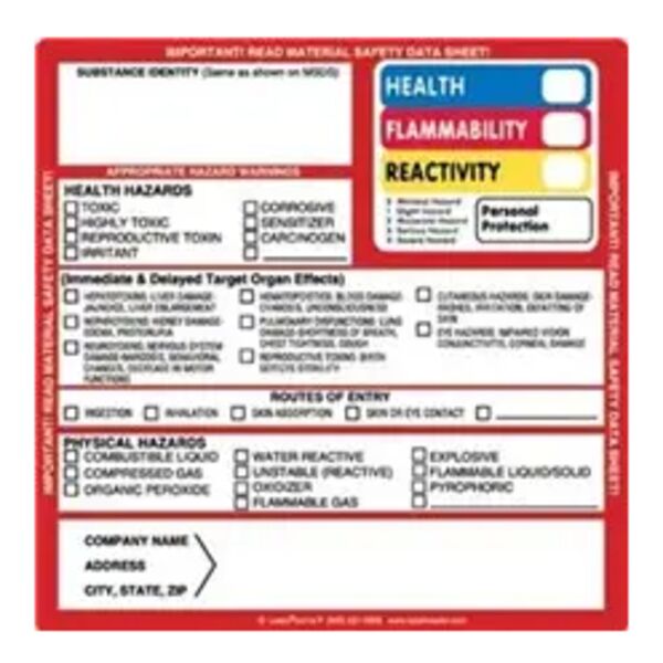 Container Target Organ Hazcom (THIS®) Label, 4" x 4" Paper ,Personalized Thumbnail