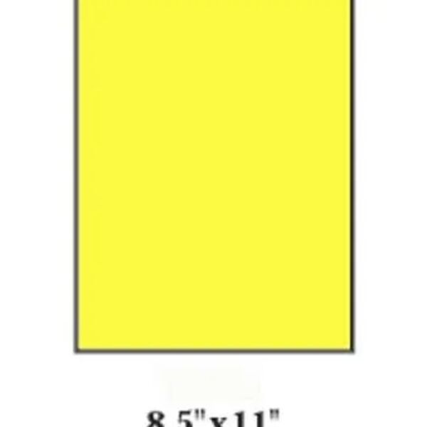 Blank Label, Rectangle, 8 1/2" x 11", Yellow, Fluorescent Paper, Pack of 100 Thumbnail